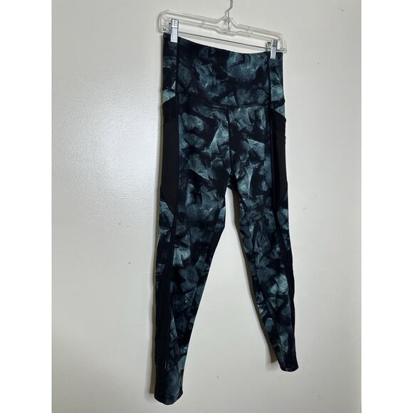 TKO Technical Knockout Size Large Leggings Geometric High Rise Green Black - Picture 2 of 7
